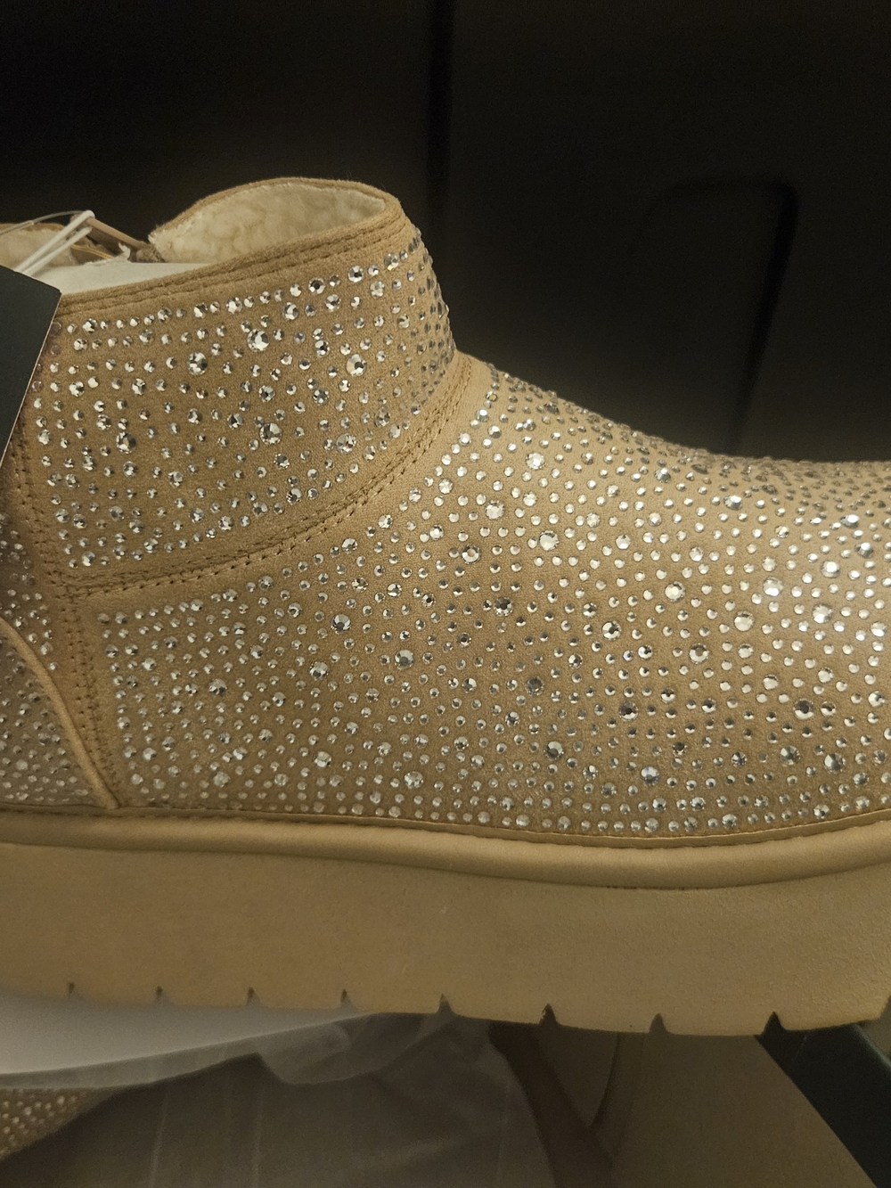 wild fable Tan Rhinestone Suede Ankle Bootie